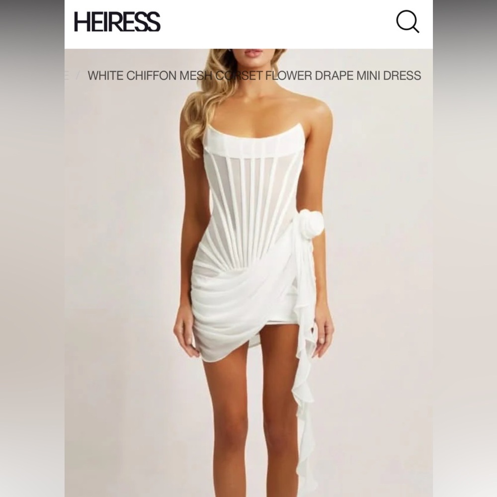 Elegant White Draped Mini Dress